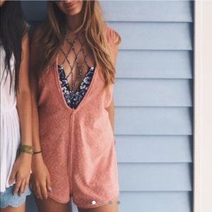 Pink Free People Romper